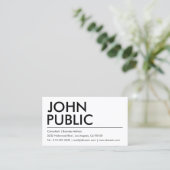 Simple Plain White Bold Name Visitekaartje (Staand voorkant)
