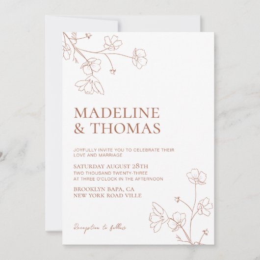 Simple Plain White Terracotta Photo Wedding Kaart (Voorkant)