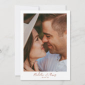 Simple Plain White Terracotta Photo Wedding Kaart (Achterkant)