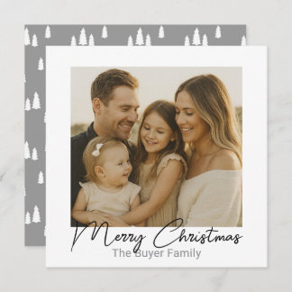 Simple Pleasures One Photo Gray Christmas Card Feestdagenkaart