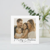 Simple Pleasures One Photo Gray Christmas Card Feestdagenkaart (Staand voorkant)
