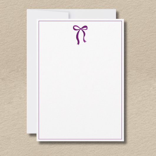 Simple Plum Purple Bow Thin Border No text Notitiekaartje
