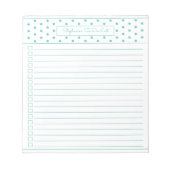 Simple Polka Dot Aqua One Column Checklist Notitieblok (Voorkant)