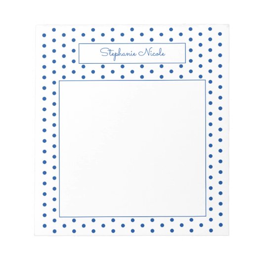 Simple Polka Dot Blue op maat van de dunne rand Notitieblok (Voorkant)