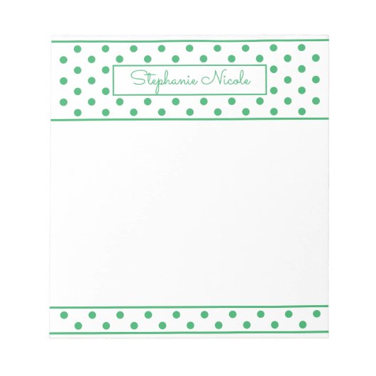 Simple Polka Dot Green, aangepast Notitieblok (Voorkant)