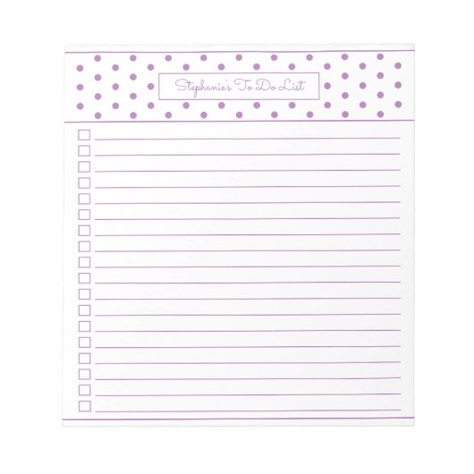 Simple Polka Dot Lavender One Column Checklist Notitieblok (Voorkant)