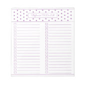Simple Polka Dot Lavender Two Column Checklist Notitieblok (Voorkant)