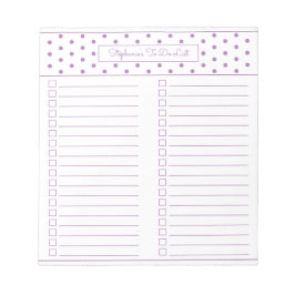 Simple Polka Dot Lavender Two Column Checklist Notitieblok
