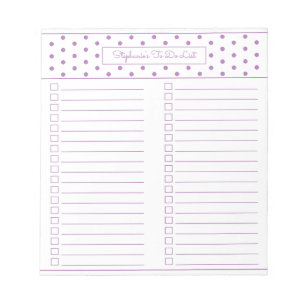 Simple Polka Dot Lavender Two Column Checklist Notitieblok