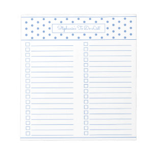 Simple Polka Dot Light Blue Two Column Checklist Notitieblok