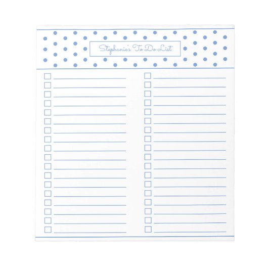 Simple Polka Dot Light Blue Two Column Checklist Notitieblok (Voorkant)