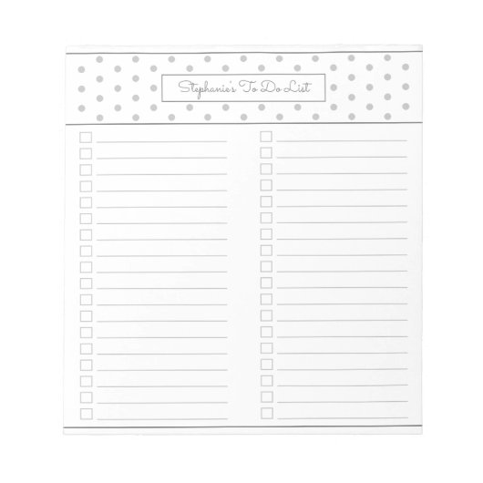 Simple Polka Dot Light Grey Two Column Checklist Notitieblok (Voorkant)