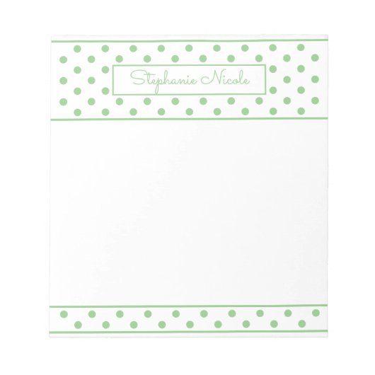 Simple Polka Dot Sage Personated Border Notitieblok (Voorkant)