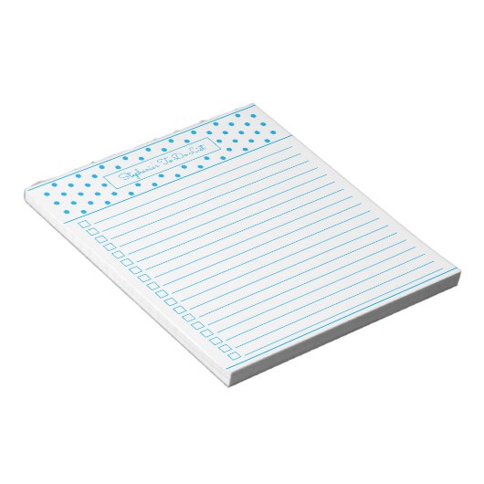Simple Polka Dot Sky Blue One Column Checklist Notitieblok (Schuin)