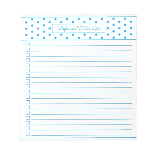 Simple Polka Dot Sky Blue One Column Checklist Notitieblok (Voorkant)
