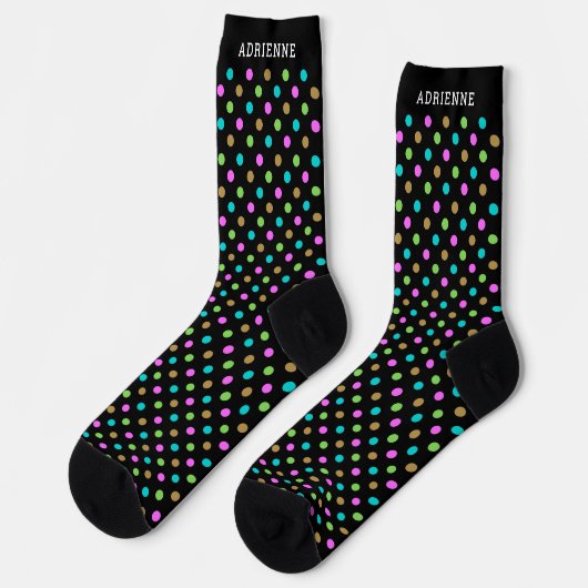 Simple Polka Dots Pattern Personalized Black Sokken (Links)
