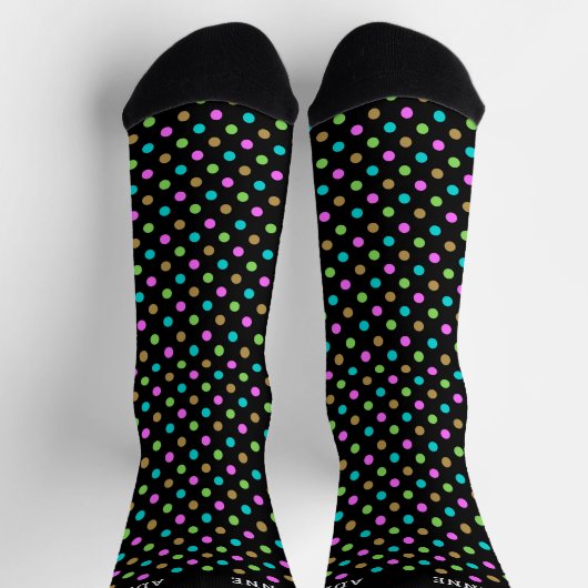 Simple Polka Dots Pattern Personalized Black Sokken (Top)