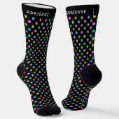Simple Polka Dots Pattern Personalized Black Sokken (Gebogen)