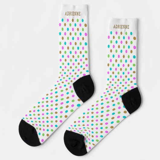 Simple Polka Dots Pattern Personalized White Sokken (Links)