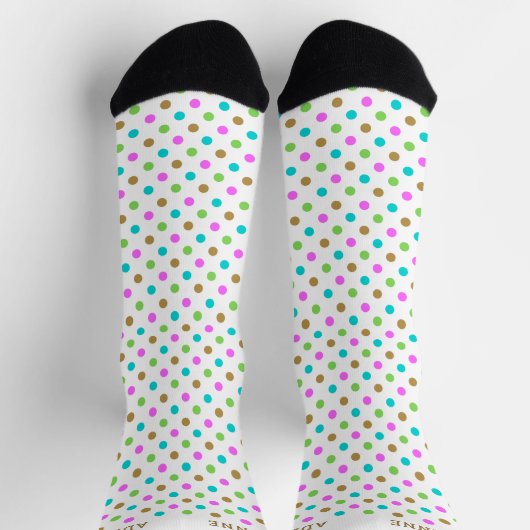 Simple Polka Dots Pattern Personalized White Sokken (Top)