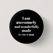 Simple Positive Bible Affirmation Christian Black Ronde Button 3,2 Cm (Voorkant)