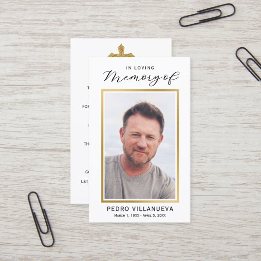 Simple Prayer Photo Sympathy Cards Visitekaartje (Voorkant / Achterkant in situ)