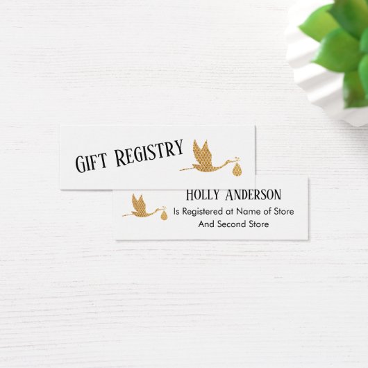 Simple Preppy Gold Stork Cadeauregister Kaart invo (Bureau)
