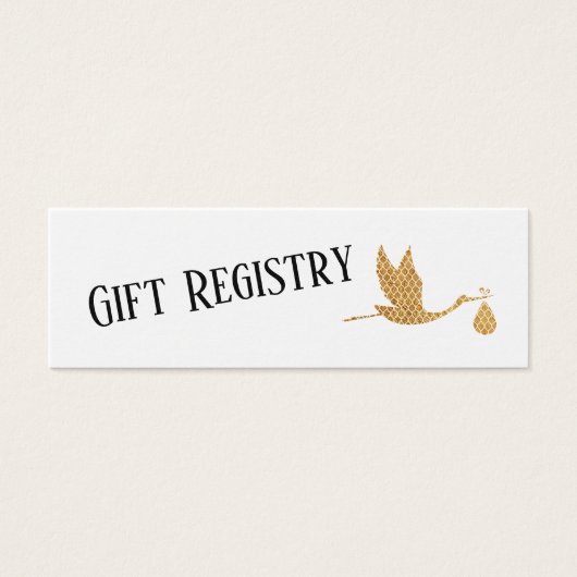 Simple Preppy Gold Stork Cadeauregister Kaart invo (Voorkant)