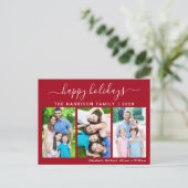 Simple Prettige feestdagen 3 Photo Holiday Briefka (Staand voorkant)