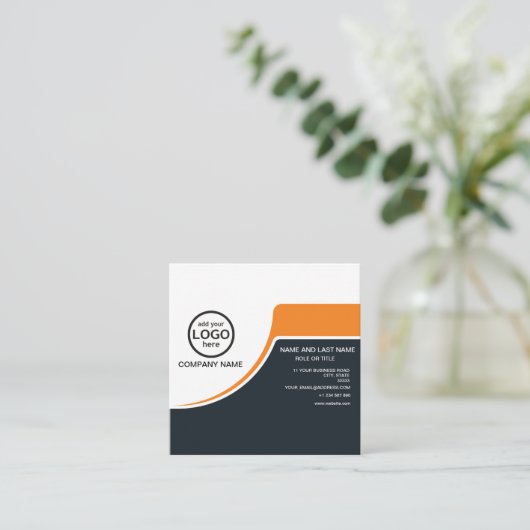 Simple Professional 2 kleuren voeg uw logo toe Vierkante Visitekaartje (Staand voorkant)