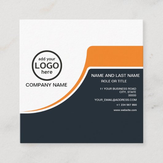 Simple Professional 2 kleuren voeg uw logo toe Vierkante Visitekaartje (Voorkant)