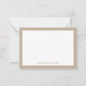 Simple Professional Beige White Monogram Notitiekaartje (Achterkant)