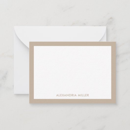 Simple Professional Beige White Monogram Notitiekaartje (Achterkant)