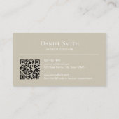 Simple Professional Beige with Initials QR Code Visitekaartje (Achterkant)