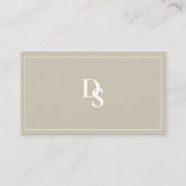 Simple Professional Beige with Initials QR Code Visitekaartje (Voorkant)