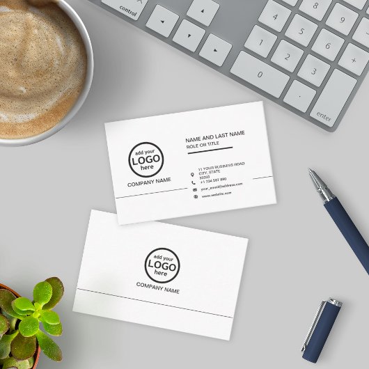 Simple Professional Black and White voeg uw Logo t Visitekaartje
