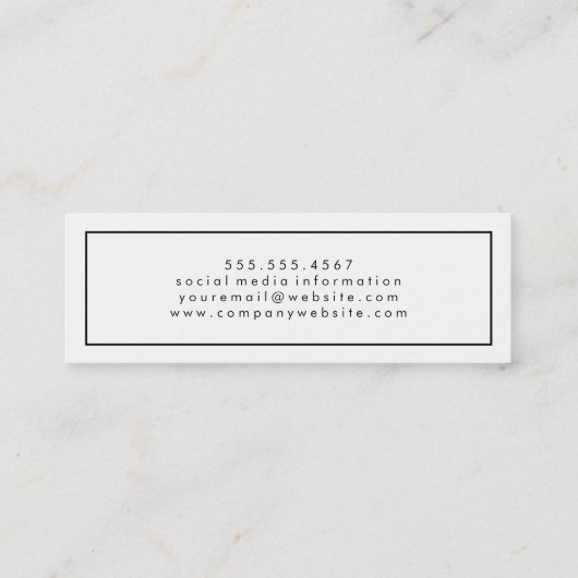 Simple Professional Black White Border Minimal Mini Visitekaartje (Achterkant)