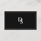 Simple Professional Black White Initials QR Code Visitekaartje (Voorkant)