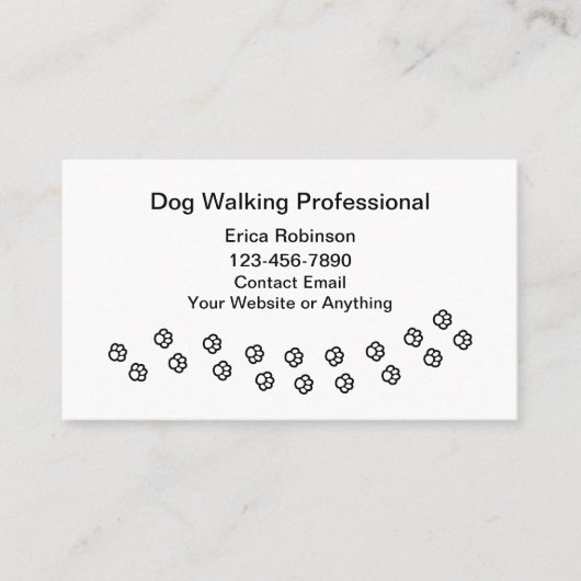 Simple Professional Dog Walking Business Cards Visitekaartje (Voorkant)