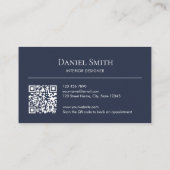 Simple Professional Dusty Blue Initials QR Code Visitekaartje (Achterkant)