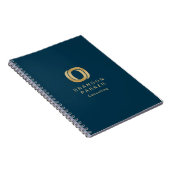 Simple Professional Gold Business Logo Navy Blue Notitieboek (Rechterzijde)