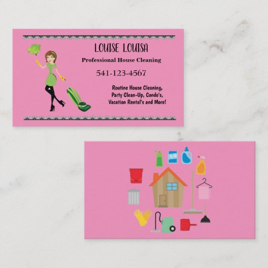 Simple Professional House Cleaning Business Cards Visitekaartje (Voorkant / Achterkant)