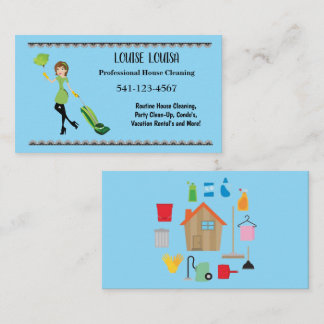 Simple Professional House Cleaning Business Cards Visitekaartje