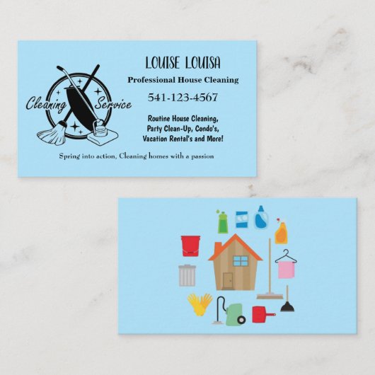 Simple Professional House Cleaning Business Cards Visitekaartje (Voorkant / Achterkant)