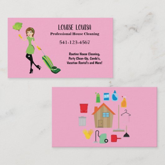 Simple Professional House Cleaning Business Cards Visitekaartje (Voorkant / Achterkant)