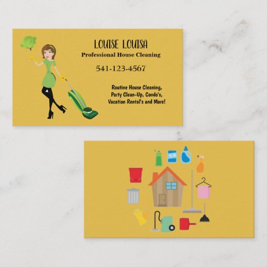 Simple Professional House Cleaning Business Cards Visitekaartje (Voorkant / Achterkant)