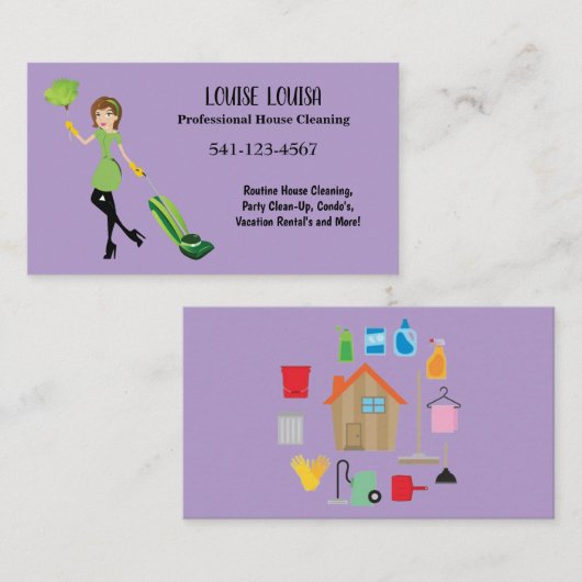 Simple Professional House Cleaning Business Cards Visitekaartje (Voorkant / Achterkant)