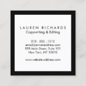 Simple Professional Luxe Zwart-wit Vierkante Visitekaartje (Achterkant)