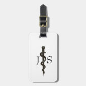 Simple Professional Medical Asclepius Black White Bagagelabel (Voorkant verticaal)