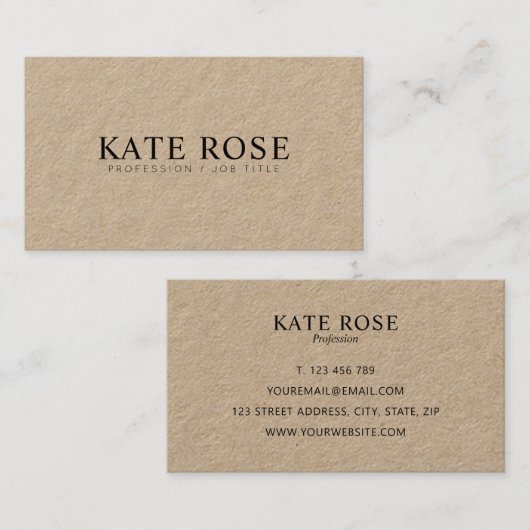 Simple Professional Modern Kraft Visitekaartje (Voorkant / Achterkant)